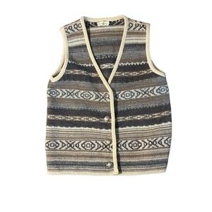 Vintage 1980 Winona Knits Women's Wool Cardigan Cozy Sweater Vest Size Medium